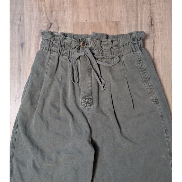 NWOT Free People Margate Pleated Pants Size M Paperbag Super High Rise Green - Picture 9 of 12